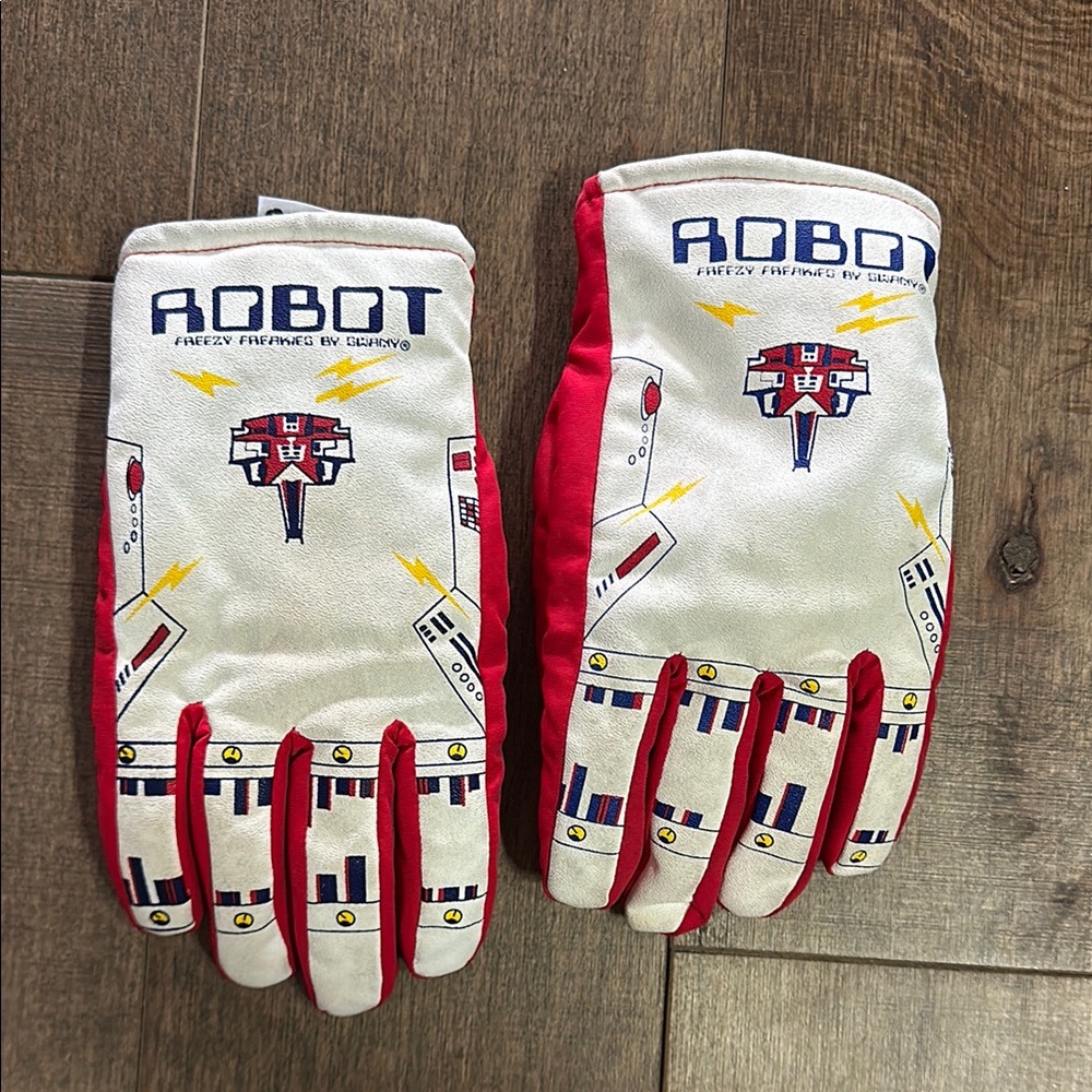 Robot Graphic Gloves - Red and White